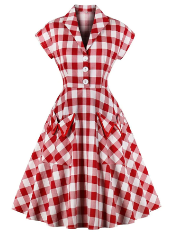 Pockets Plaid Dress