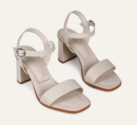 Calais High Heel Sandals Bone Leather