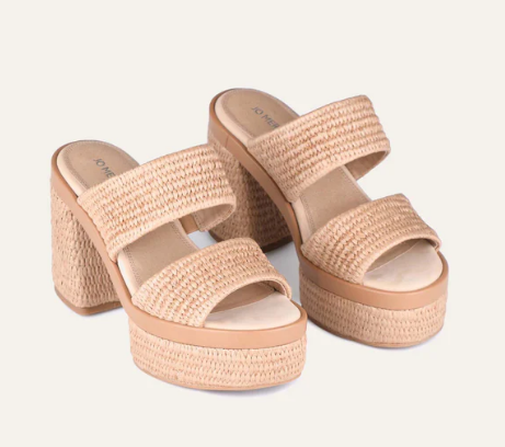 Felicity High Heel Platform Sandals Tan Raffia