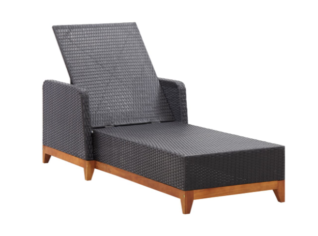 vidaXL Sun Lounger Poly Rattan And Solid Acacia Wood