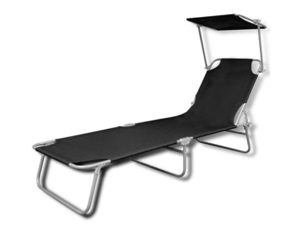 vidaXL Folding Sun Lounger with Canopy Steel