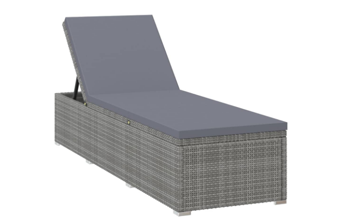 vidaXL Sun Lounger With Cushion Poly Rattan