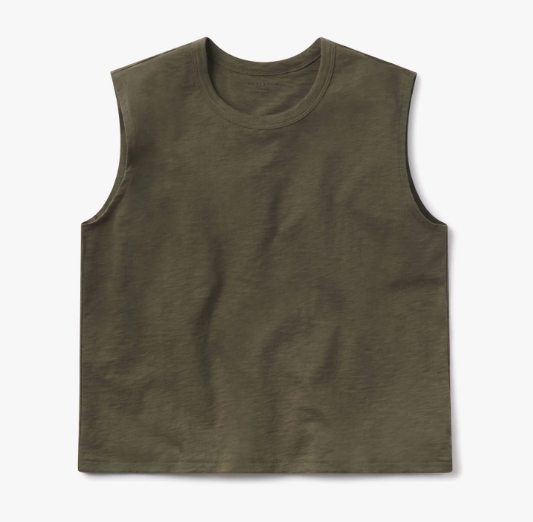 Relaxed Slub Tank Tee - Military Green