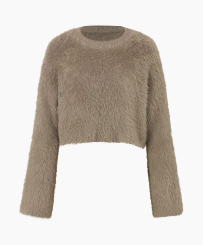 Furry Knit Crew Neck Sweater