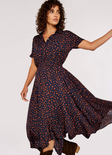 Dot Smock Midi Dress