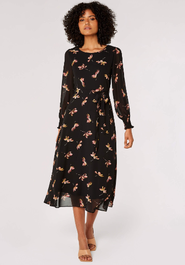 Painterly Floral Midi Dress