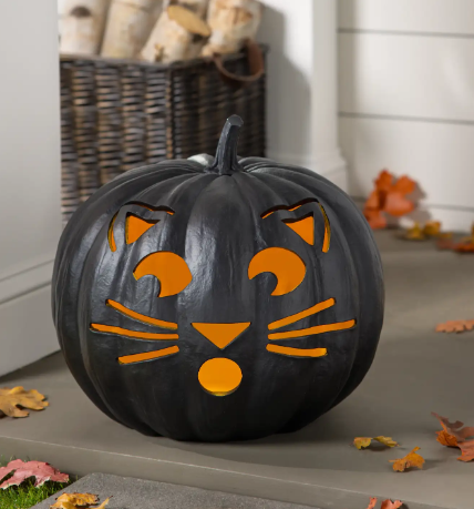 Outdoor Lit Cat-o'-Lantern