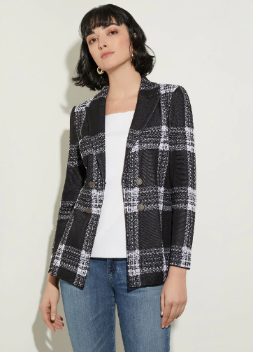 Plaid Tailored Knit Blazer