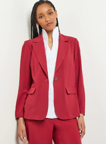 Notch Collar Crepe Blazer