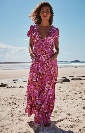 Cosmic Print Carmen Maxi Dress