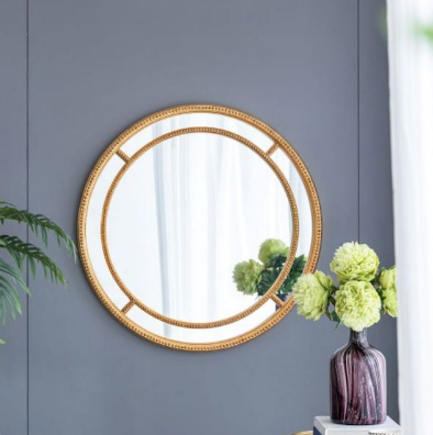 Beaded Framed Round Wall Mirror