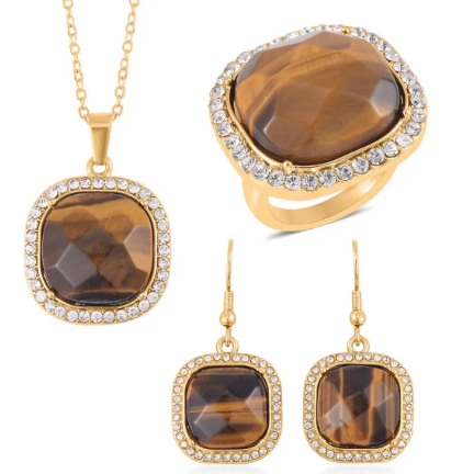 Austrian Crystal Set In Goldtone